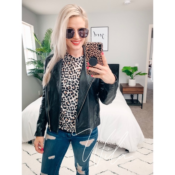 Leopard print tee shirt tan black 669400 - Picture 2 of 7